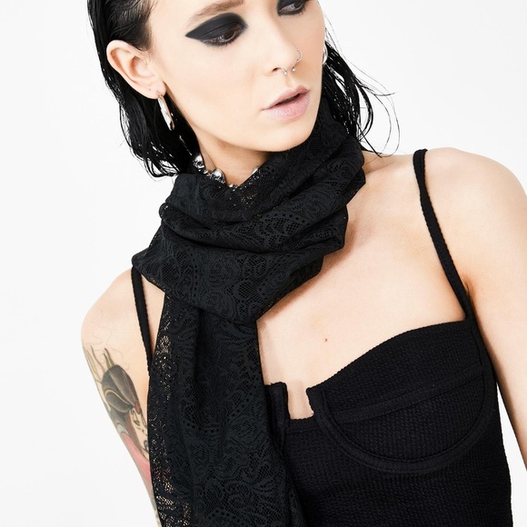 1 LEFT! Killstar Lana lace pentagrams scarf - Picture 3 of 5